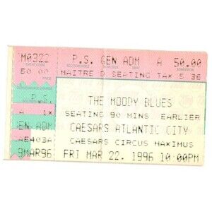 Vintage 1996 Moody Blues Concert Ticket Stub Atlantic City NJ